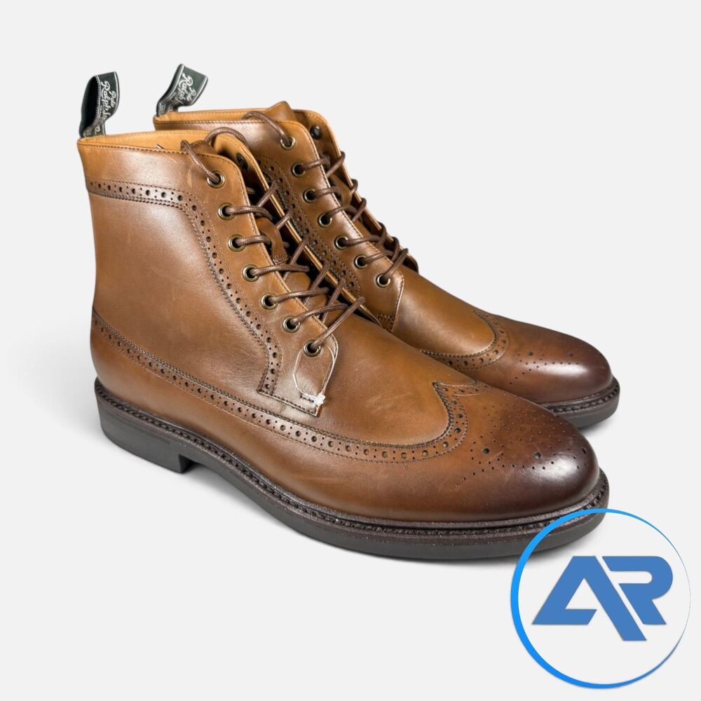 NEW Polo Ralph Lauren Asher Leather Wingtip Dress Boots Brown Men's Size 10.5